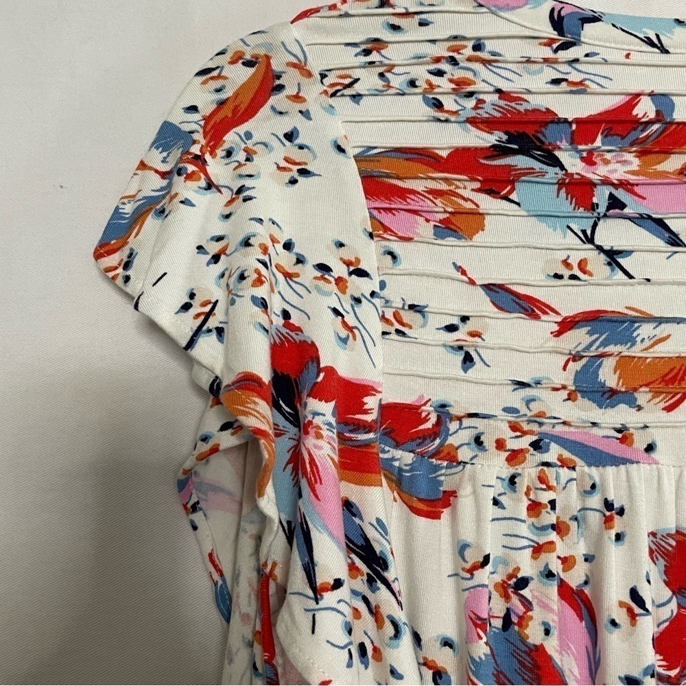 Anthropologie Meadow Rue Floral Print Ridge Yoke Flutter Sleeve Blouse - Picture 7 of 15